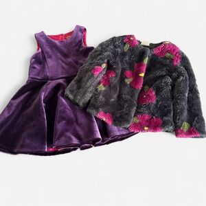 Children’s Dress & Floral Coat Bundle  Genuine Kids by OshKosh  Size 4  EUC